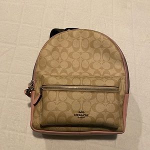 Coach taupe and pink backpack